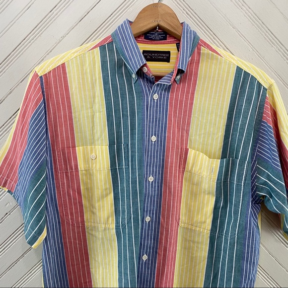 Vintage 90s Single Stitch Colorful Striped Shirt - Picture 2 of 9